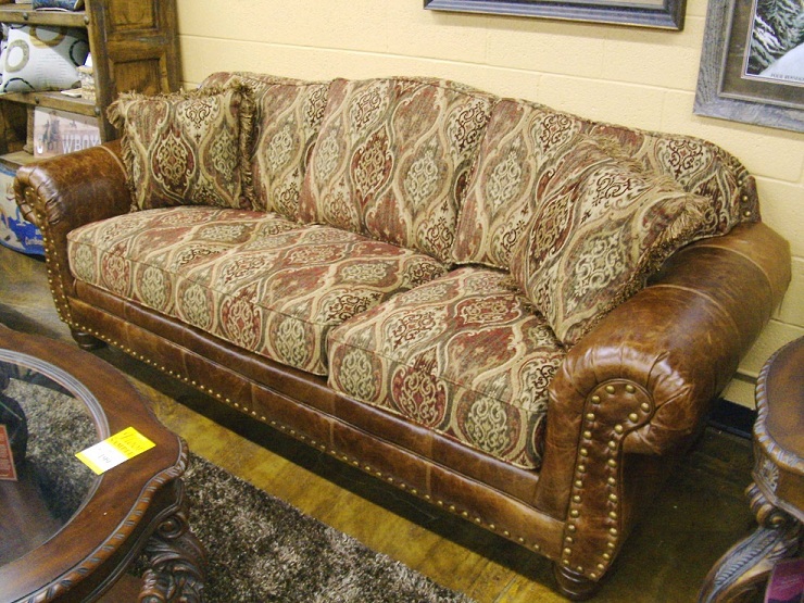 leather fabric combo sofa